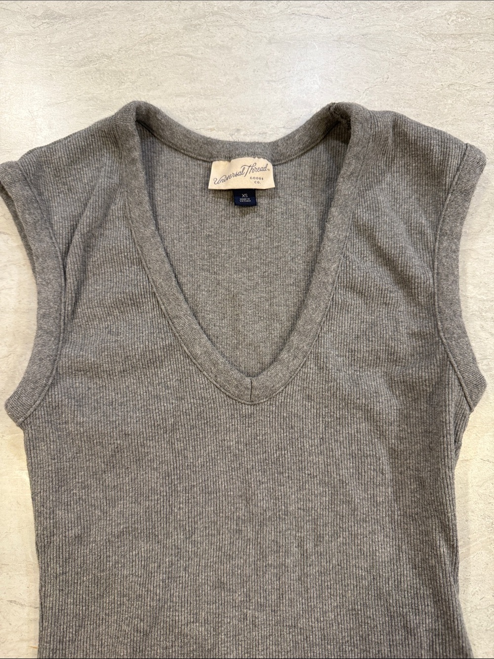 Universal Thread Gray Ribbed V-Neck Kids Bodysuit - Picture 2 of 3